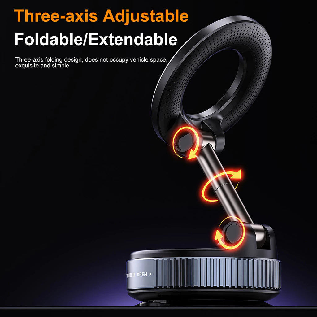 360° Magnetic Car Phone Mount – Foldable Vacuum Suction Holder