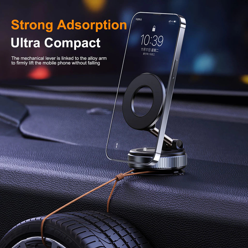 vacuum suction magnetic phone mount for car dashboard and windshield