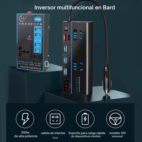 Inversor de Corriente CarVolt  Portátil para Coche 12/24V