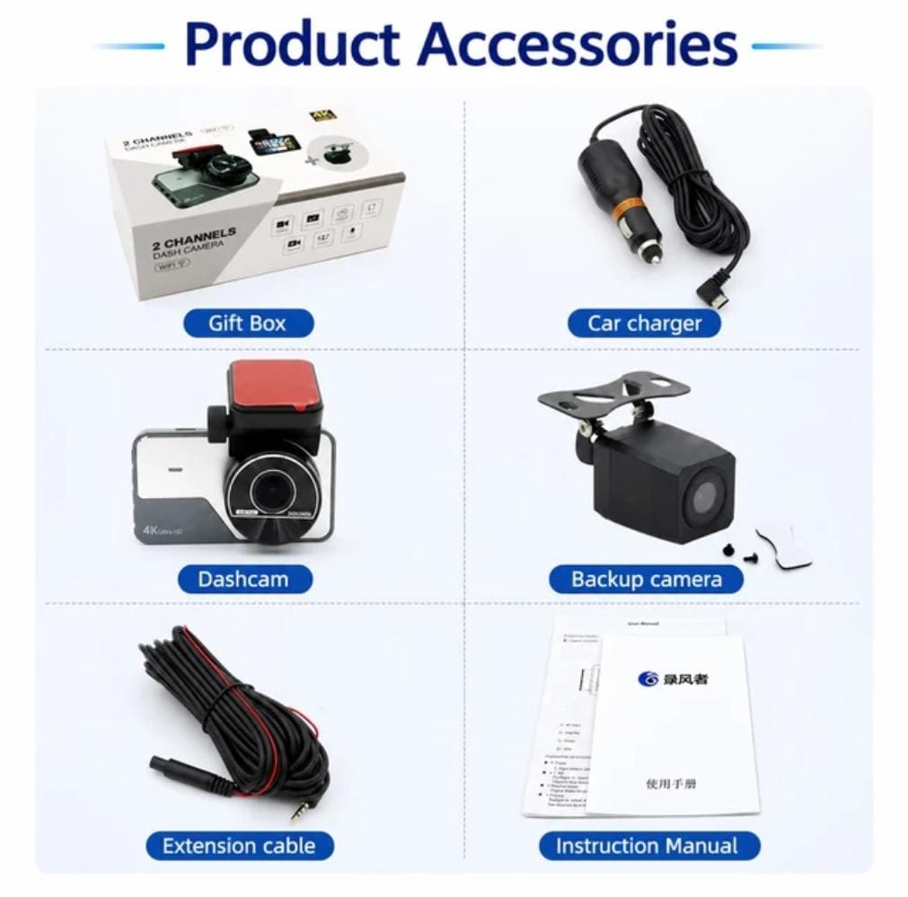 A3-4K PRO 360° Dual Dash Cam – 4K Front + 2K Rear