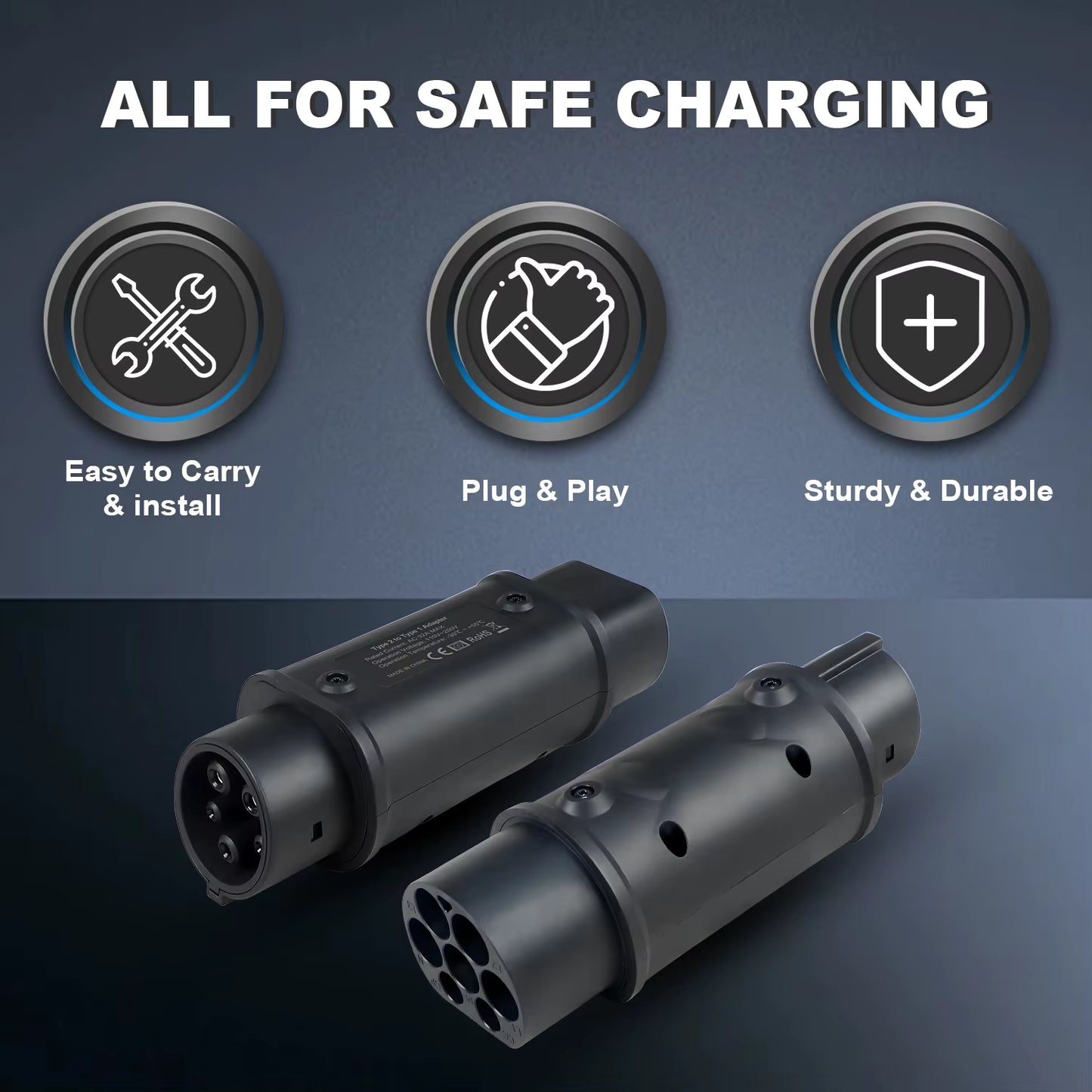 Universal EV Charging Adapter — J1772 / IEC 62196EV/Tesla