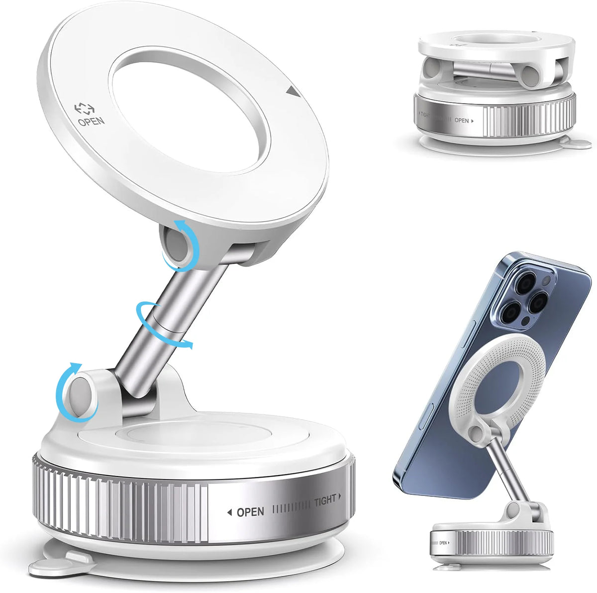 360° Magnetic Car Phone Mount – Foldable Vacuum Suction Holder