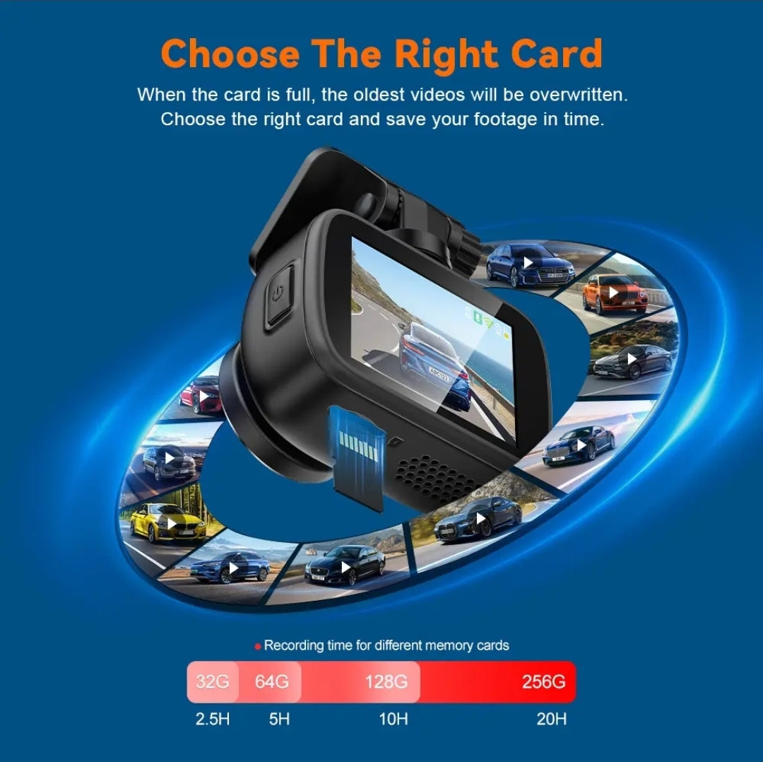 A3-4K PRO Dual Dash Cam – 4K Front + 4K Rear, GPS & Wi-Fi