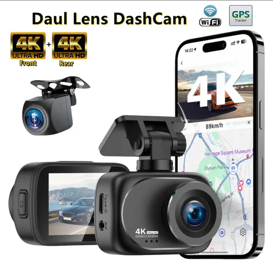 A3-4K PRO Dual Dash Cam – 4K Front + 4K Rear, GPS & Wi-Fi